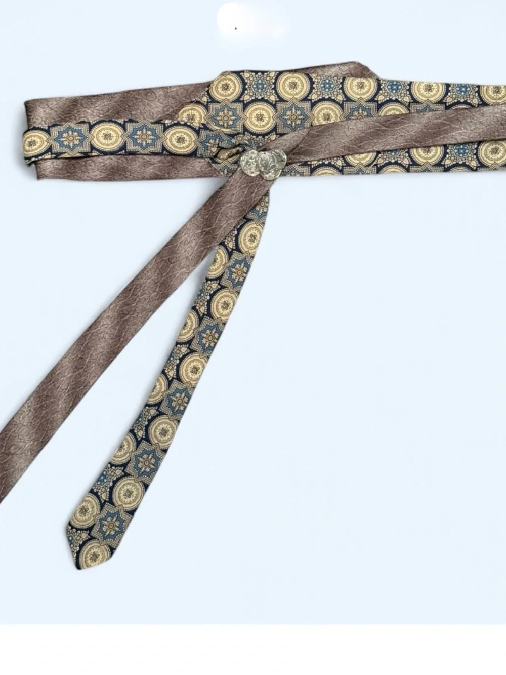 Upcycled Silk Necktie Belt Vintage Pierre Cardin Tie Art Deco Hidden Pocket Chic